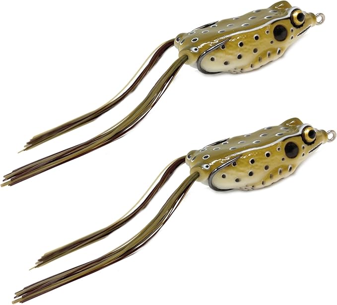 Reaction Tackle Hollow Body Frogs for Bass Fishing - Ultra Realistic Weedless Top Water Frog Lure for Bass, Snakehead, Pike and More - Floating Topwater Fishing Lures - 2 Pack
