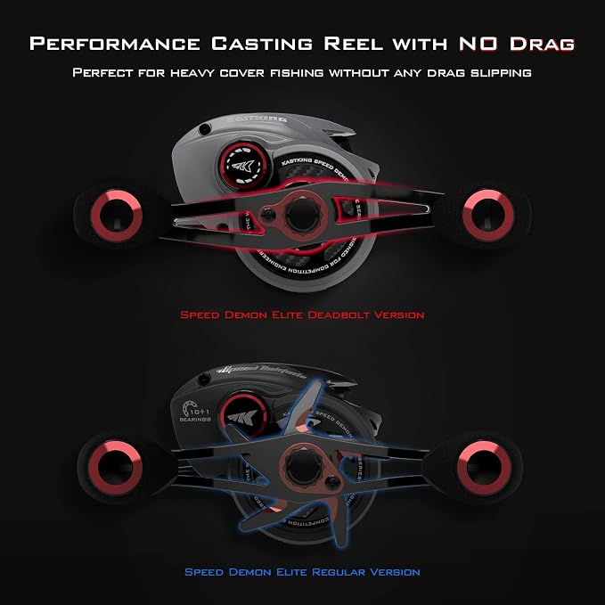 KastKing Speed Demon Elite Fishing Reel, World's Fastest 10.5:1 Gear Ratio/Deadbolt Baitcasting Reel, 10+1 Shielded Stainless Steel BB, CNC Lightweight Aluminum Frame, Available in Skipping Version