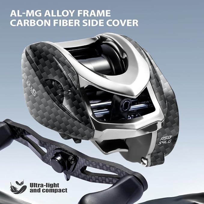 Soloking ASHMOON Baitcasting Reel 12+1BB Alloy Fishing Reel, Ultralight Baitcaster Reel, Super Smooth with 14.9 LB Carbon Fiber Drag,5.4-7.1Gear Ratio, Low Profile for Bass/Sea/Freshwater Fishing