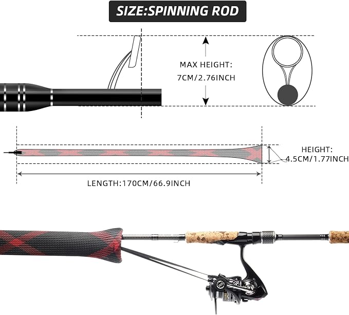 SF Fishing Rod Sock Fishing Rod Sleeve Rod Cover Braided Mesh Rod Protector Pole Gloves Fishing Tools for Spinning Fishing Rod,Casting Rod,Musky Rod, Ice Rod, Fly Rod, Spey Rod