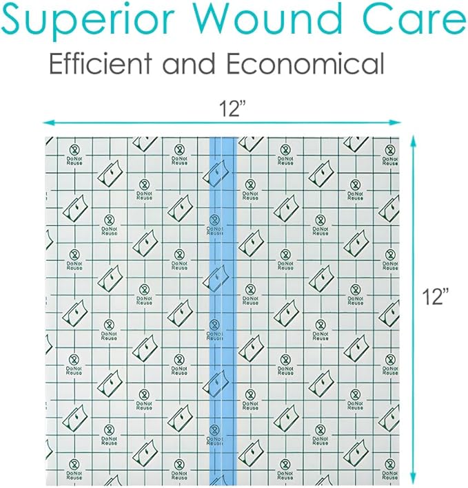 Waterproof Shower Cover Shields for Dialysis Port Picc Line Chest Catheter PD Peritoneal Dialysis Chemo Port Feeding Tube Shower Protector 12" x 12" (Pack of 25)