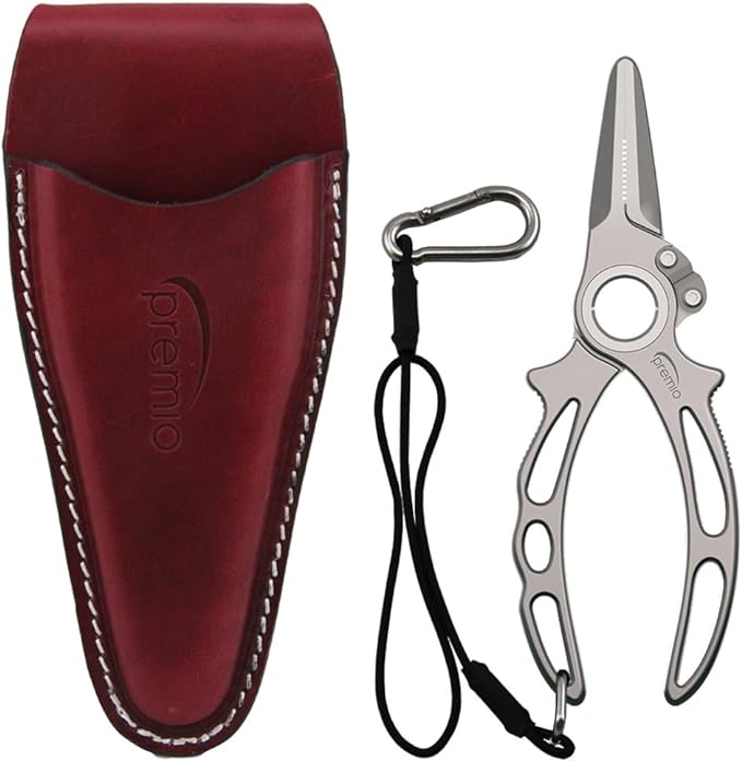 Gambler danco Premio Titanium Fishing Pliers, with Lanyard & Leather Sheath, Saltwater-Resistant Pliers for Offshore and Inshore Anglers, Multiple Sizes and Colors Available
