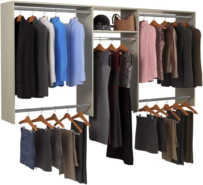 Easy Track OK1448-WH 4'-8' W Basic Hanging Easy-to-Assemble Kit Closet Organizer, White