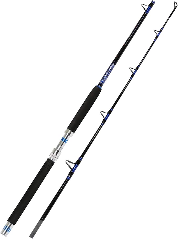 Fiblink 1-Piece/ 2-Piece Saltwater Offshore Trolling Rod Big Game Rod Conventional Boat Fishing Pole