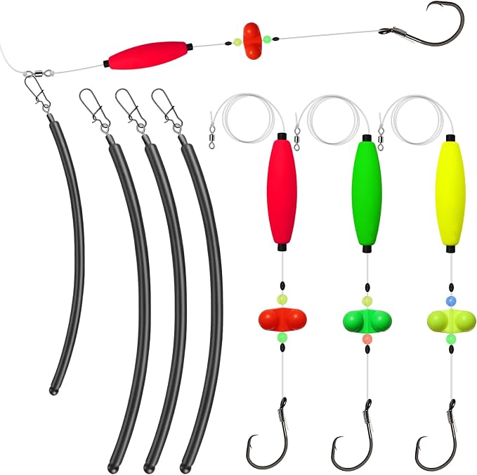 Dovesun 6PCS Catfish Rigs Kit Santee Rig with Catfish Float Rattler Dragging Weights Catfishing Tackle Circle Hook Size 5/0 8/0 Weight Size 2OZ/3OZ/4OZ