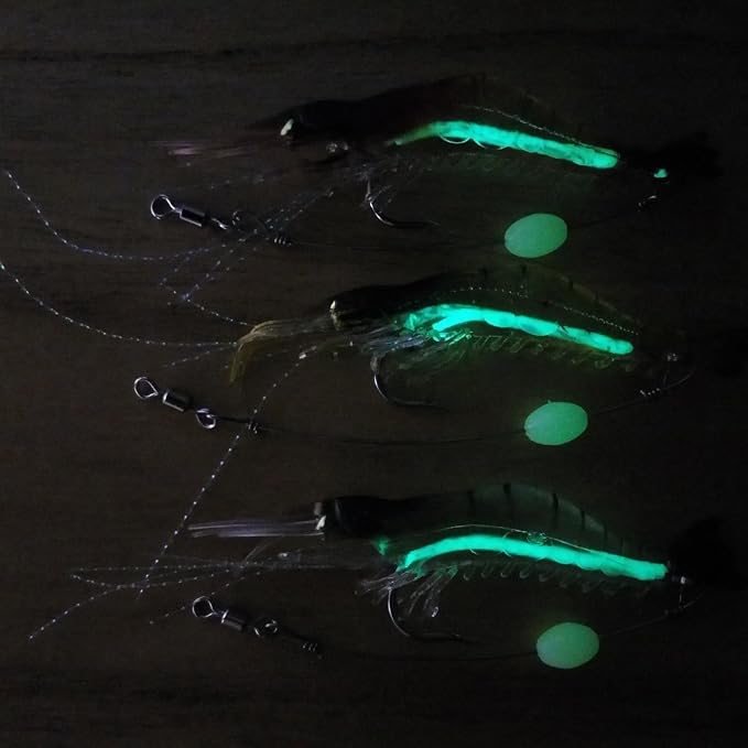 Goture Soft Shrimp Lures Fishing Saltwater Luminous Shrimp Bait Set Fishing Lures with Sharp Hooks for Freshwater Saltwater Trout Bass Salmon Crappie Walleye Pike Perch