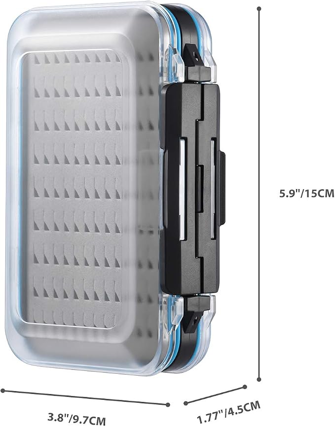 Fly Fishing Box Two-Sided Waterproof Lightweight Fly Box Easy Grip Transparent Lid Fly Fishing Lures Box Multiple Sizes