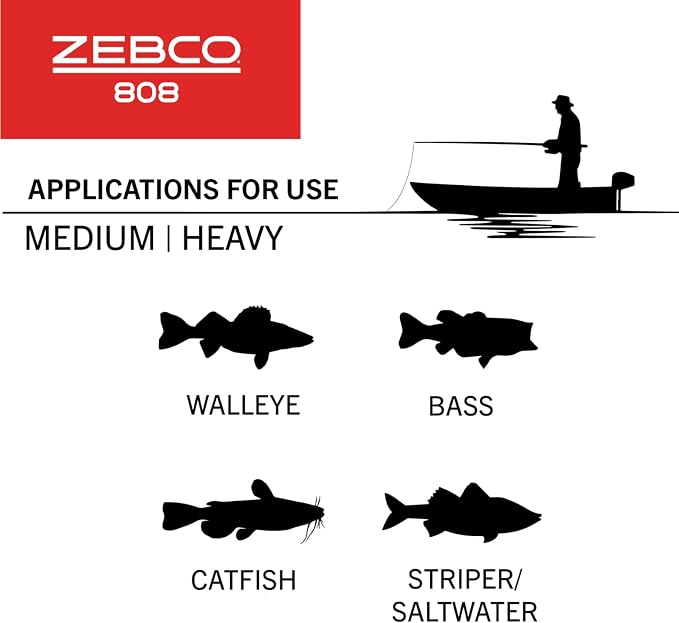 Zebco 808 Saltwater Spincast Reel and Fishing Rod Combo, 7-Foot 2-Piece Fishing Pole, Size 80 Reel, Changeable Right- or Left-Hand Retrieve, Pre-Spooled with 20-Pound Zebco Line, Black