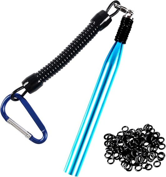 Wacky Rig Tool With Fishing O-Rings, Rigging Kit for Senko, Ring Tools for Clip Soft Baits Worms With Keychain Lanyard Fishing Bait Rigs