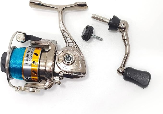 Mini 100 Small Metal Spinning Wheel Aluminum Fishing Reel with Metal Spool for Freshwater and All Season Fishing