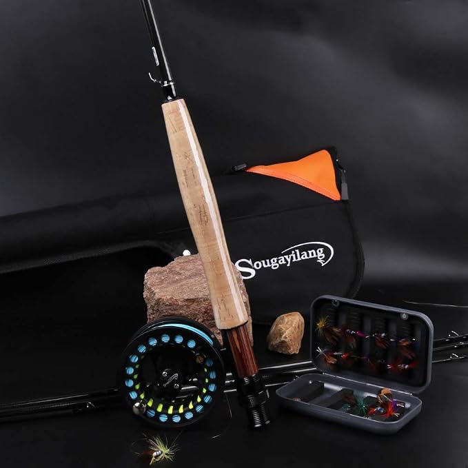Sougayilang Saltwater Freshwater Fly Fishing Rod with Reel Combo Kit