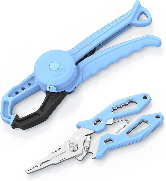 Calamus DriftWave 2pc Fishing Tool Kit – Fishing Gear with Corrosion Resistant Fishing Pliers, Fish Lip Gripper with Measuring Tape，Fishing Gifts for Men