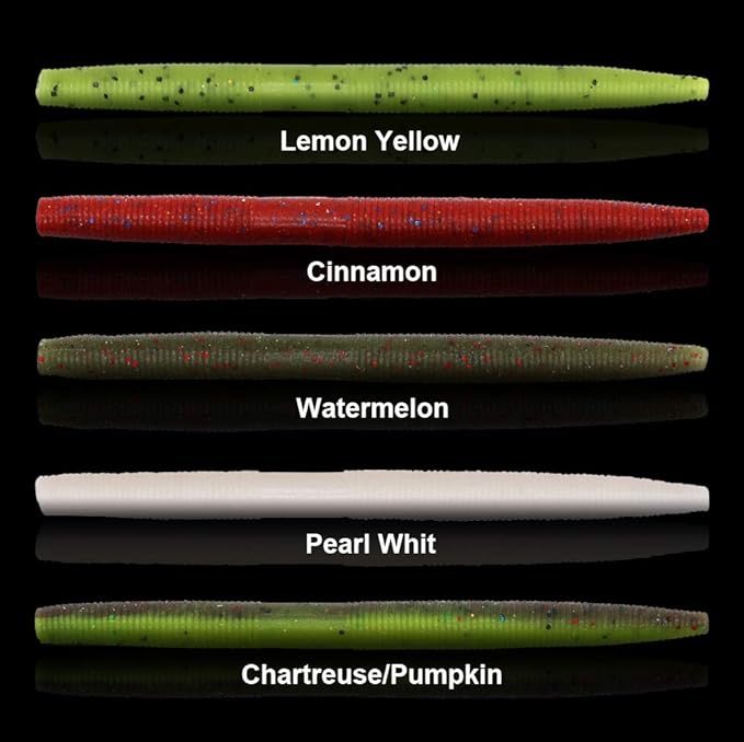 Wacky-Worms-Bass-Fishing-Lure-Kit-Wacky-Rig-Worms-Soft-Plastic-Stick-Baits3 4" 5" 6 inch