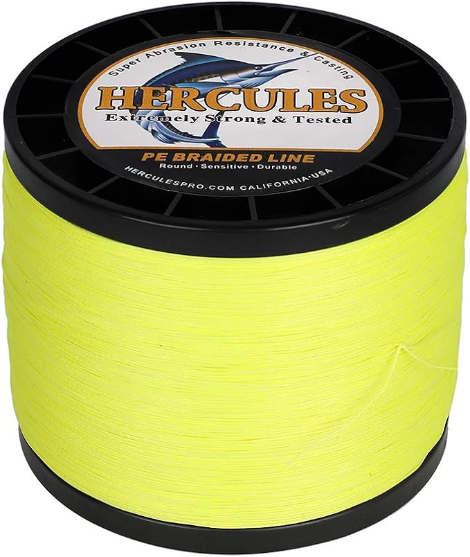 HERCULES Cost-Effective Super Strong 4 Strands Braided Fishing Line 6LB to 100LB Test for Salt-Water, 109/328 / 547/1094 Yards (100M / 300M / 500M / 1000M), Diam# 0.08MM - 0.55MM, Hi-Grade