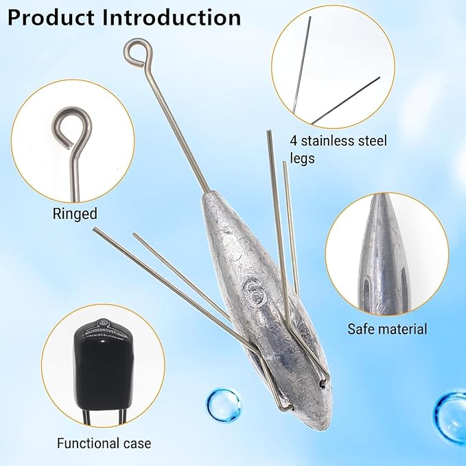 5 Pcs Sputnik Sinker Fishing Weights Lead Long Tail Fishing Equipment Surfing Casting Spider Sinkers for Saltwater Catfish Beach Sand Ocean
