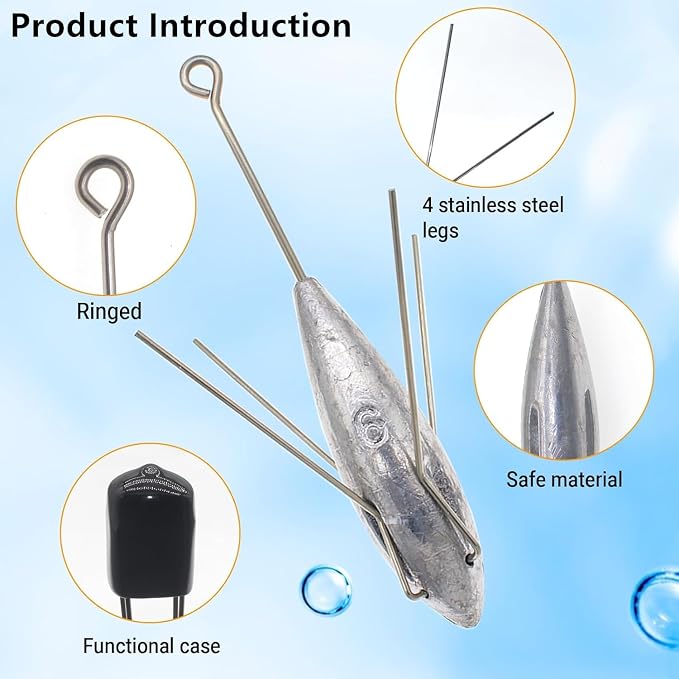 Sputnik Sinker Fishing Weights Lead Fishing Equipment Long Tail Surfing Casting Spider Sinkers for Catfish Saltwater Beach Sand Ocean