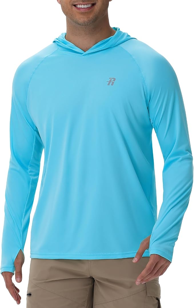 Runhit UPF 50+ Fishing Shirts for Men Long Sleeve Sun Protection Hoodie Lightweight Outdoor Workout Hiking Running Rash Guard