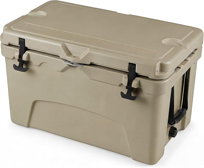 COSTWAY Portable Insulated Hard Cooler – Keeps Ice Up to 6 Days, Heavy-Duty Outdoor Ice Chest with Cup Holders, Built-in Fish Ruler & Bottle Opener for Camping, Fishing, Beach, Tailgating
