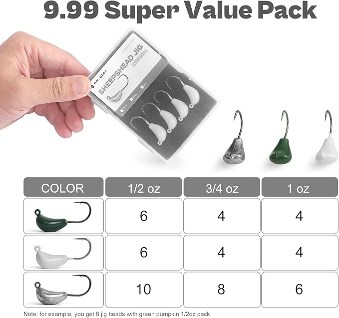 Sheepshead Jigs, Standup Style Jigheads with 4~10PCs, 3X Strengthened Hook Equipped with 1/2 3/4 1oz for Saltwater Fishing