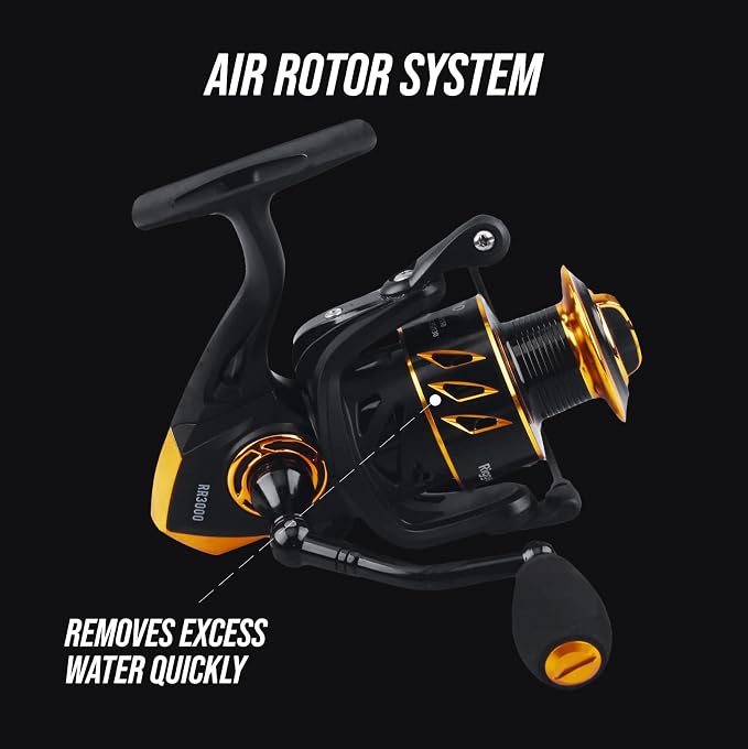 Rigged and Ready RR spin fixed-spool fishing reels 4 size options 1000, 3000, 5000, 6000. Freshwater saltwater smooth strong durable. Spare spool + bag. Spinning, Carp, Bass, Coarse, Sea & LRF angling