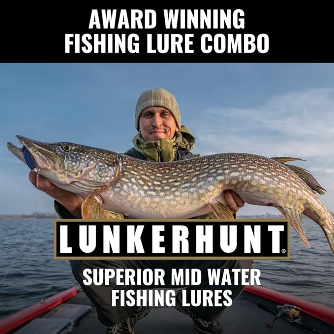 LUNKERHUNT Deep Diving Crankbaits – 4-Pack | Premium Hard Bait Fishing Lures for Bass, Walleye & Saltwater | Ideal for Deep Water Action