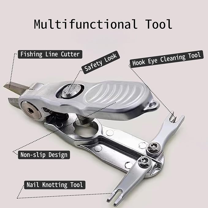 SHIAWASENA Portable Fishing Line Cutter with Retractors, Hook Eye Cleaner and Knot Tying Tool, Stainless Steel Braided Line Scissors Clippers for Mono, Fluoro Lines