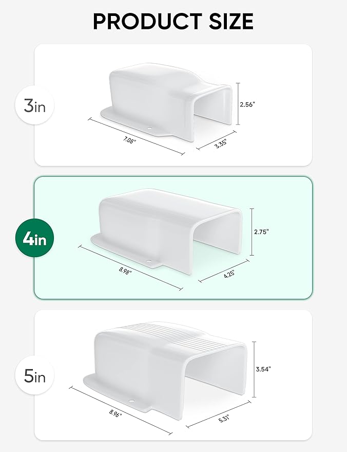 4" Entry Wall Cover Line Cover Set Parts PVC Accessory for Decorative for Ductless Mini Split, Central AC and Heat Pumps, White
