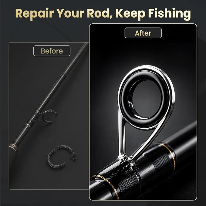 FishTrip Fishing Rod Eyelet Repair Kit 60Pcs/160Pcs Fishing Rod Repair Kit 12 Sizes Fishing Pole Ceramic Guides Rings Replacement Kit