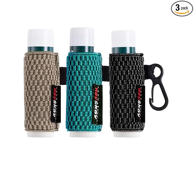 HEYSKAY 3PCS Lip Balm Holder Sleeves Keychain Lipstick Sleeves Lip Gloss Holder Keychain Chapstick Elastic Sleeves(Black/brown/Green)
