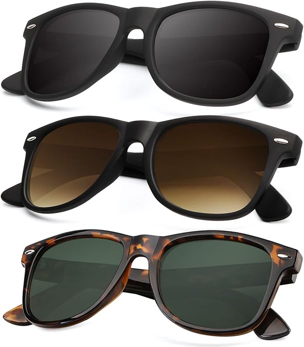 KALIYADI Polarized Sunglasses for Men and Women Matte Finish Sun glasses Color Mirror Lens UV Blocking (3 Pack)