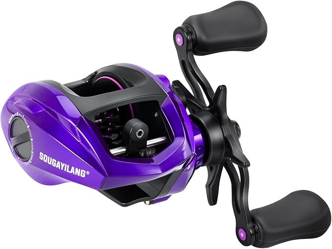 Sougayilang Baitcasting Fishing Reel, 8:1 High Speed Gear Ratio Super Smooth and Powerful Low Profile Baitcaster Reel with Maganic Brake System for Freshwater,Saltwater