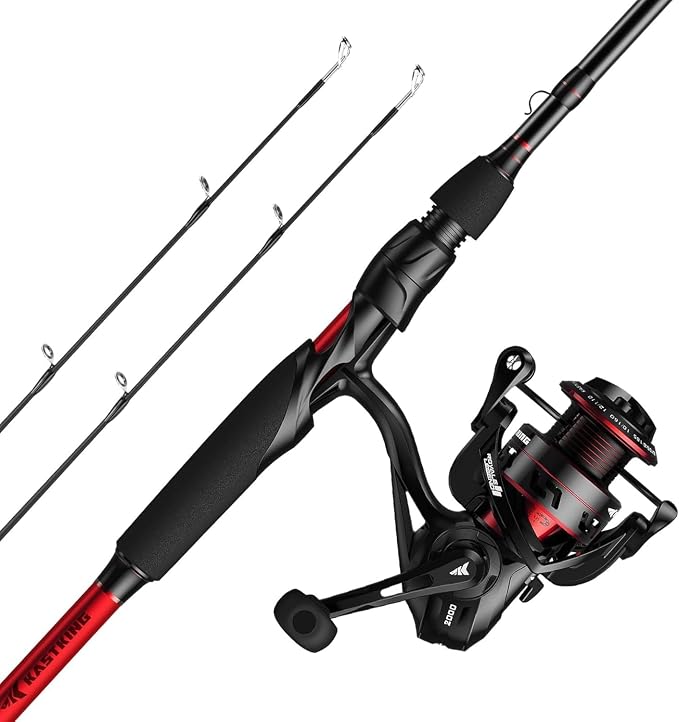KastKing Royale Legend II Twin Tip Fishing Rod and Reel Combos, Spinning & Casting Combo, IM6 Graphite 2Pc Blanks, Extra Backup Tip Section, Stainless-Steel Guides, KastFlex Technology, EVA Handles