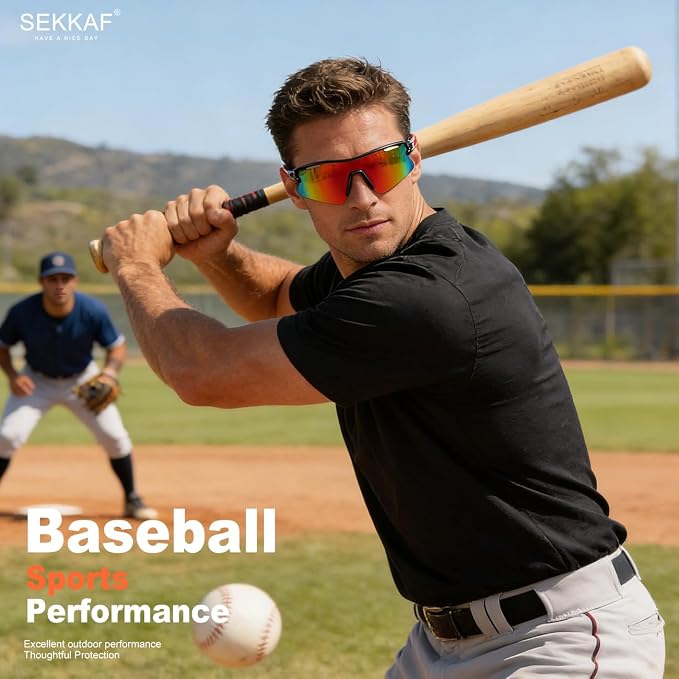 SEKKAF Polarized Sports Sunglasses for Men Women and Youth, UV400 Protection Ideal for Cycling Baseball Fishing Golf Running