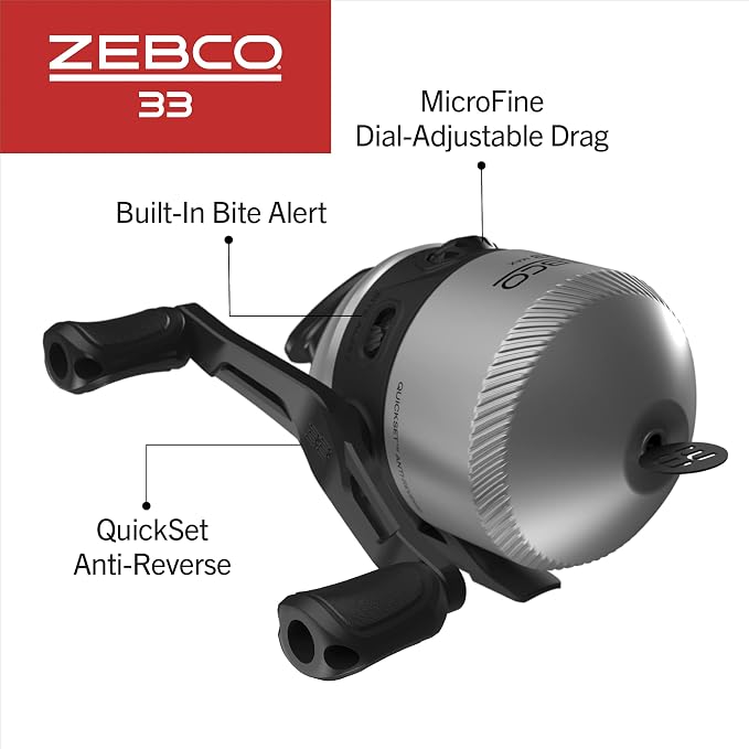 Zebco 33 Spincast Fishing Reel, Right or Left-Hand Retrieve, Pre-Spooled with Zebco Cajun Line