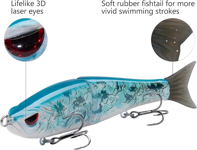 Bassdash SwimShad Glide Baits Jointed Swimbait Bass Pike Salmon Trout Muskie Fishing Lure