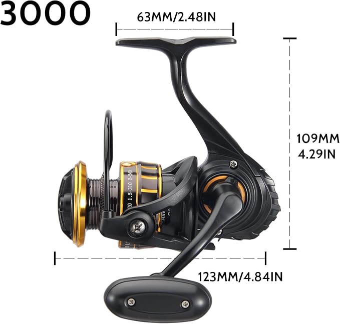 CT Surf Saltwater Fishing Reels, 5+1 Double-Shielded Stainless-Steel BB, 22LBs Max Drag, 5.2 Gear Ratio, CNC Aluminum Spool & Handle Freshwater and Saltwater Spinning Reel