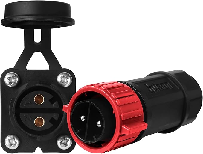 Trolling Motor Plug Receptacle Set, 12V/24V/ 36V/48V Plug for Trolling Motor/Down Rigger/Fishing Reel,Waterproof Marine Boat DC Power Connector