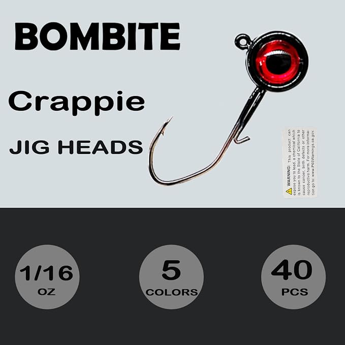 40pack Crappie Jig Heads,Crappie Jigs Fishing Jig Heads Hook Lure Fishing Jigs Heads for Bass Fishing 1/32oz 1/16oz 1/8oz