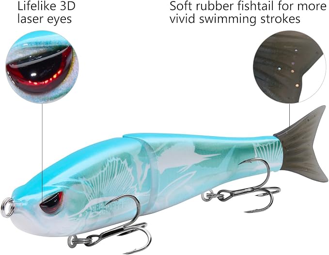 Bassdash SwimShad Glide Baits Jointed Swimbait Bass Pike Salmon Trout Muskie Fishing Lure
