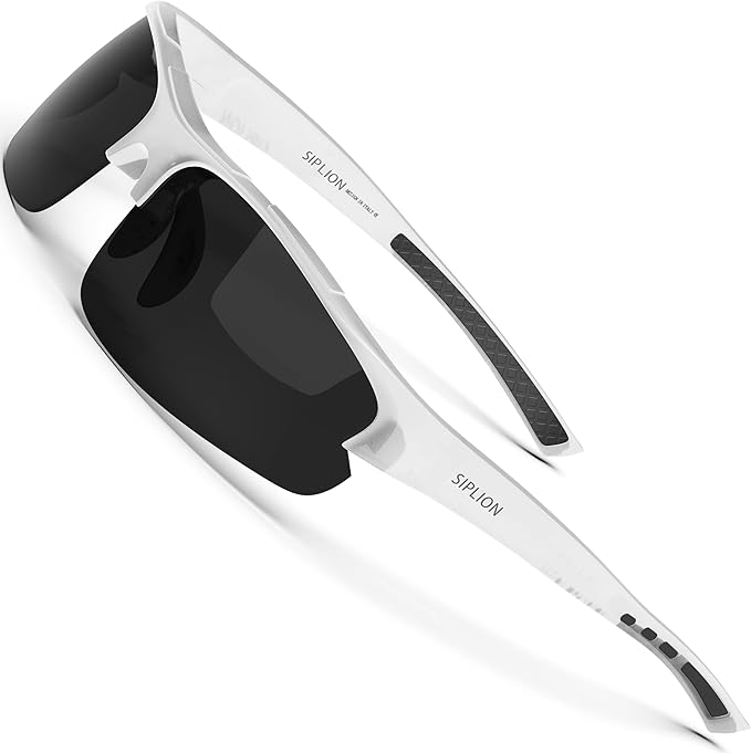 SIPLION Polarized Sunglasses Men Sports: UV400 Protection Anti-Slip Wrap-Around TR90 Frame for Driving Fishing Golf Running