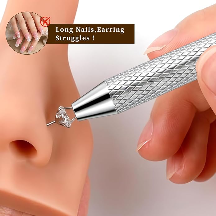 Piercing Taper Ball Grabber Tool for Changing Jewelry - 14G 16G 18G 20G Stainless Steel Flat Back Earring Applicator Tool Piercing Kit for Ear/Nose/Eyebrow/Tongue/Navel/Nipple/Lip