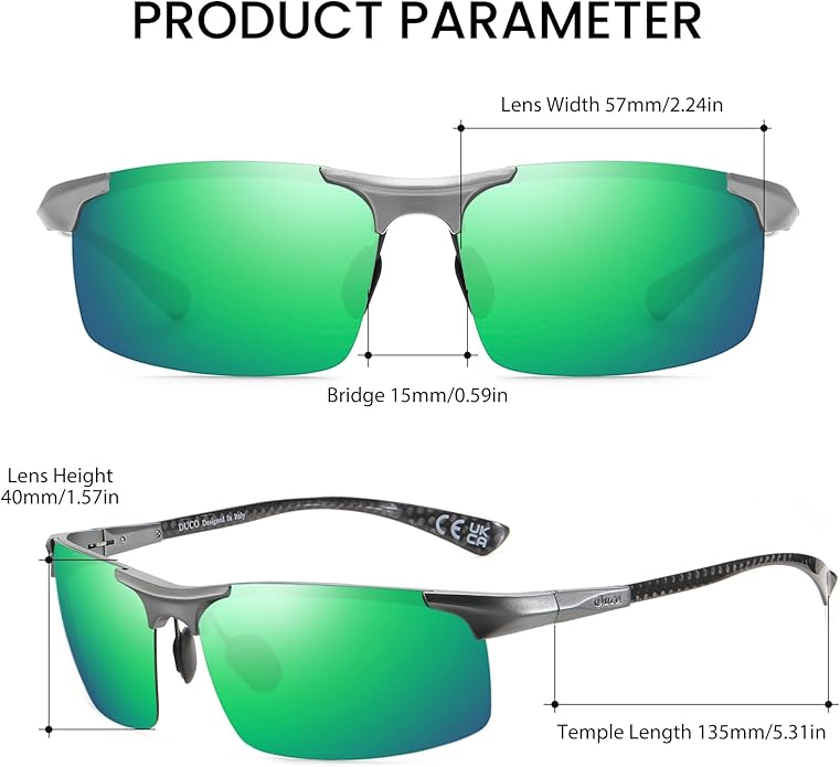 DUCO Polarized Sunglasses Mens Ultralight Carbon Fiber Sun Glasses for Men Driving Sports Fishing UV400 Protection DC8277