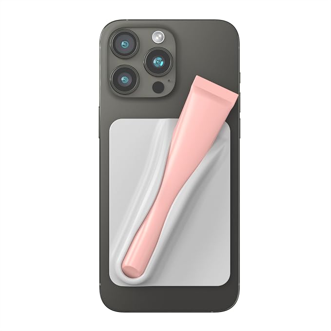 DOB SECHS 2PCS Silicone Lip Holder for Cell Phone Lipstick Lip Glaze Phone Case Adhesive Back Stick On Holder for iPhone and Android Phones, Grey+Black
