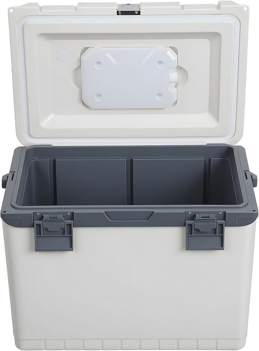 Ultra-Light 30 Quart Hard Cooler Insulated Portable Ice Chest Box for Drink, Beverage, Beach, Camping, Picnic, Fishing, Boat, Barbecue, 30% Lighter Than Rotomolded Coolers Keeps Ice for 3+ Days