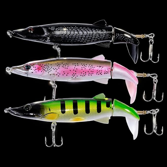 Bass Fishing Lures, Jointed Swimbait Glide Bait for Bass, Trout & Pike – Lifelike Fishing Lure with 3D Eyes, Built-in Rattle Chamber, Triple Hook – Realistic Fishing Lures for Freshwater & Saltwater