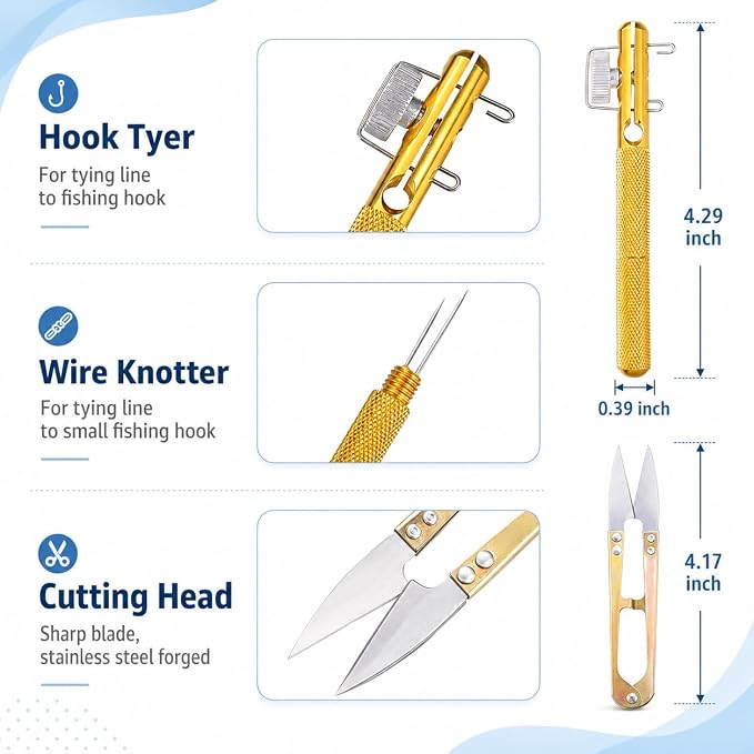 2 PCS Fishing Hook Knot Tyer Tools, Portable Aluminum Fishing Line Knot Tying Tool, Quick Knot Tyer for Fishing Hooks and Line Rigging