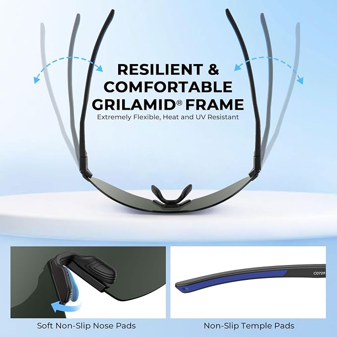 KastKing Nizini Polarized Sports Fishing Sunglasses, With PuriVex Protective Lens Coating, Rimless Wrap Design, Men Women