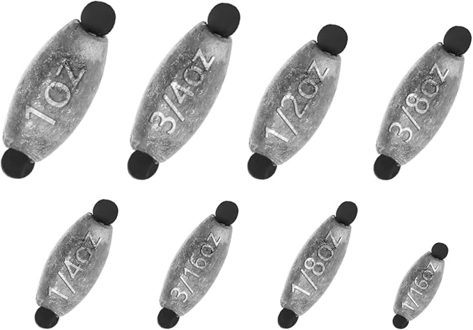 20 Pack Removable Rubber Core Weights Twist-Lock Sinker Size 1/16 1/8 3/16 1/4 3/8 1/2 3/4 1OZ