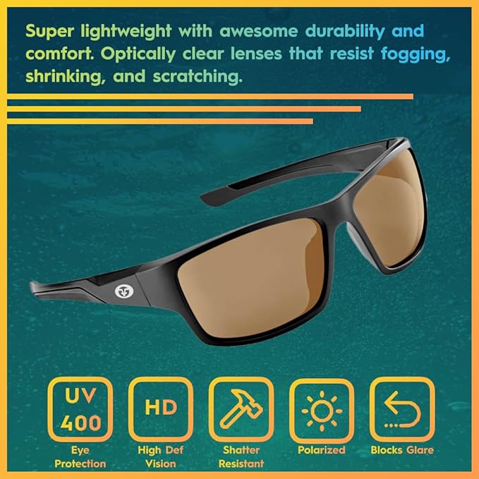 Flying Fisherman Sand Bank Polarized Sunglasses for Men, Women, Fishing, Boating, Outdoor Sports, 100% UV Protection
