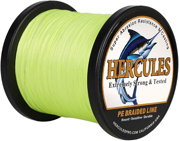HERCULES Cost-Effective Super Strong 4 Strands Braided Fishing Line 6LB to 100LB Test for Salt-Water, 109/328 / 547/1094 Yards (100M / 300M / 500M / 1000M), Diam# 0.08MM - 0.55MM, Hi-Grade